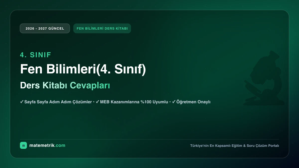 2026-2027 MEB Fen Bilimleri Ders Kitabı Cevapları (4. Sınıf)