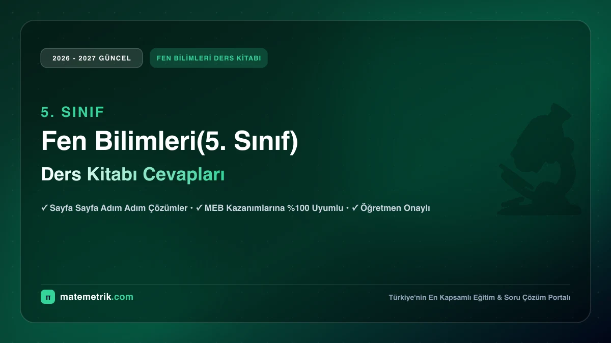2026-2027 MEB Fen Bilimleri Ders Kitabı Cevapları (5. Sınıf)