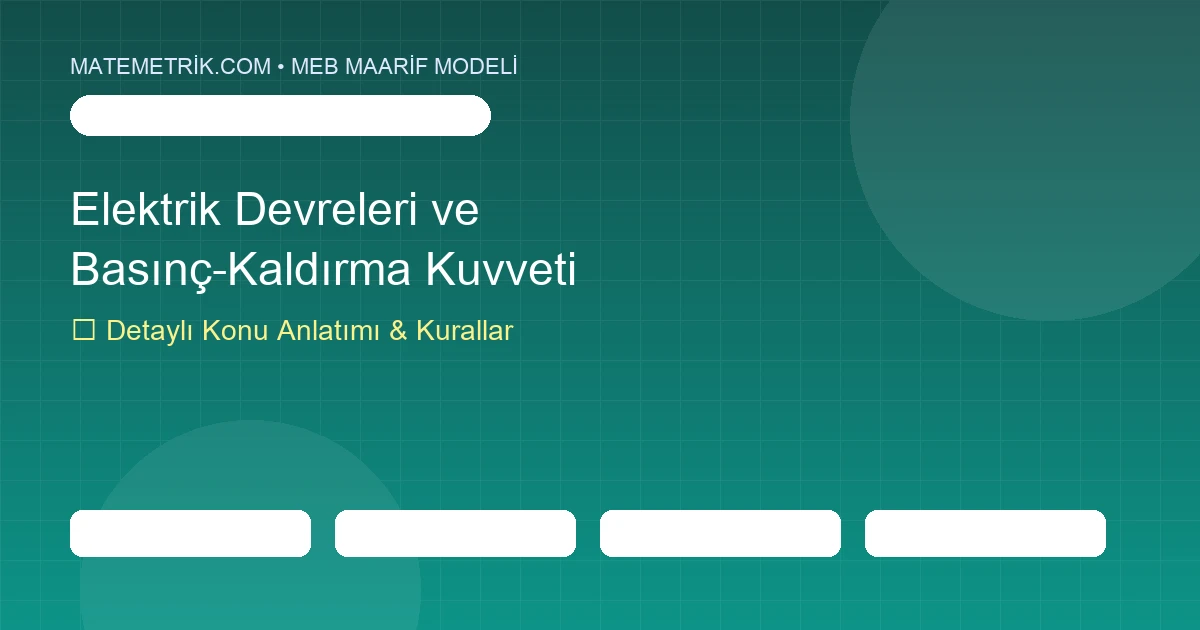 10. Sınıf Fizik Elektrik Devreleri ve Basınç-Kaldırma Kuvveti Konu Anlatımı, 20 Soruluk Test ve MEB Çözümleri