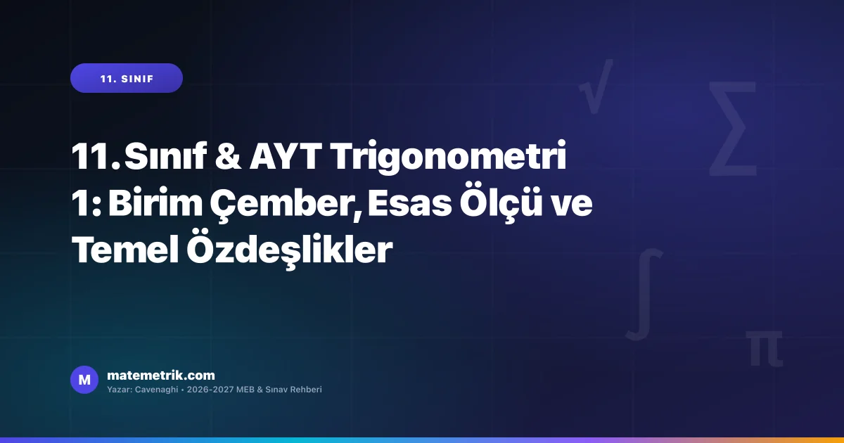 11. Sınıf & AYT Trigonometri 1: Birim Çember, Esas Ölçü ve Temel Özdeşlikler