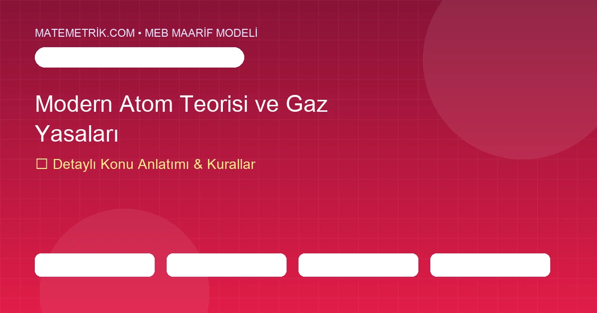 11. Sınıf Kimya Modern Atom Teorisi ve Gaz Yasaları Konu Anlatımı, 20 Soruluk Test ve MEB Çözümleri