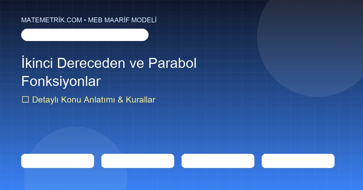 11. Sınıf Matematik İkinci Dereceden Fonksiyonlar ve Parabol Konu Anlatımı, 20 Soruluk Test ve MEB Çözümleri