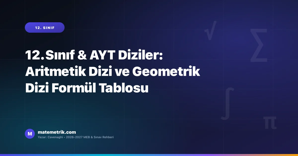 12. Sınıf & AYT Diziler: Aritmetik Dizi ve Geometrik Dizi Formül Tablosu
