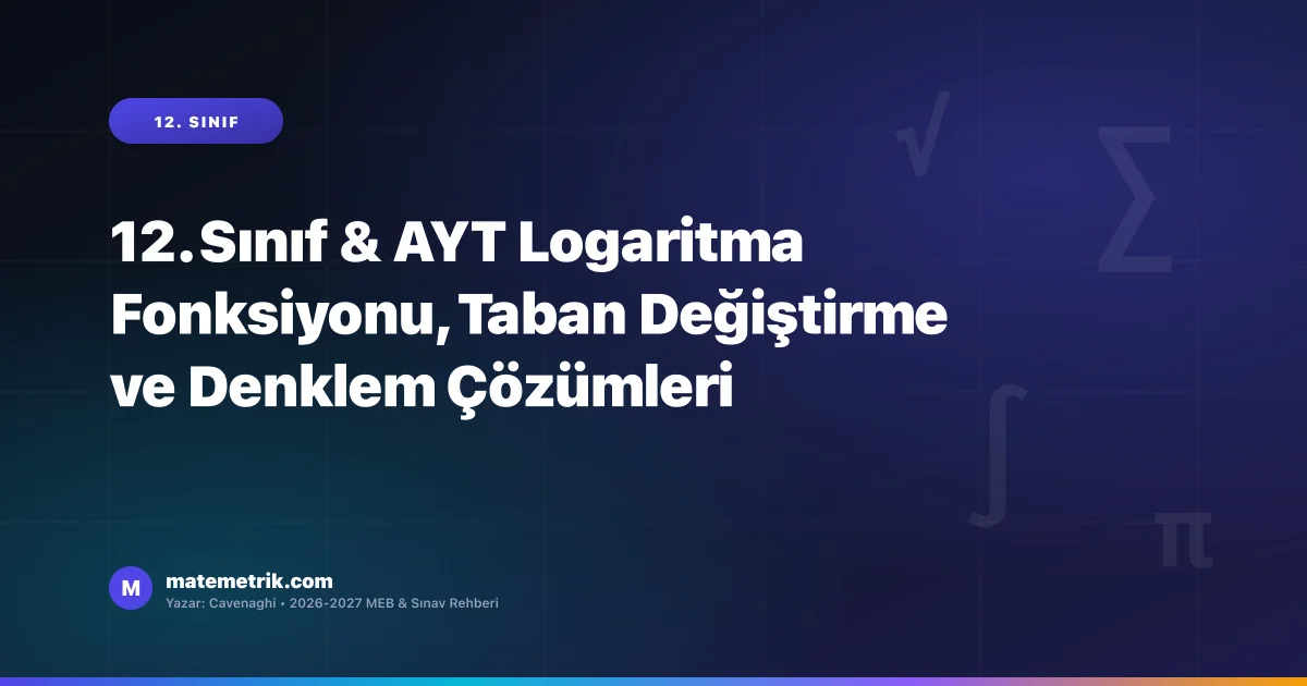12. Sınıf & AYT Logaritma Fonksiyonu, Taban Değiştirme ve Denklem Çözümleri