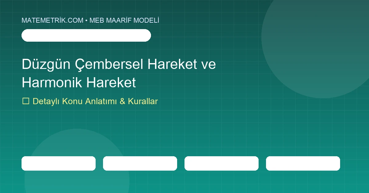12. Sınıf Fizik Düzgün Çembersel Hareket ve Harmonik Hareket Konu Anlatımı, 20 Soruluk Test ve MEB Çözümleri