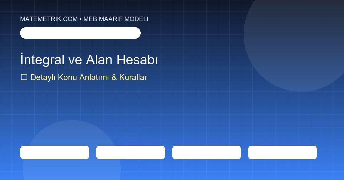 12. Sınıf Matematik İntegral ve Alan Hesabı Konu Anlatımı, 20 Soruluk Test ve MEB Çözümleri