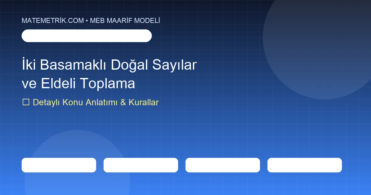 2. Sınıf Matematik İki Basamaklı Doğal Sayılar ve Eldeli Toplama Konu Anlatımı, 20 Soruluk Test ve MEB Çözümleri