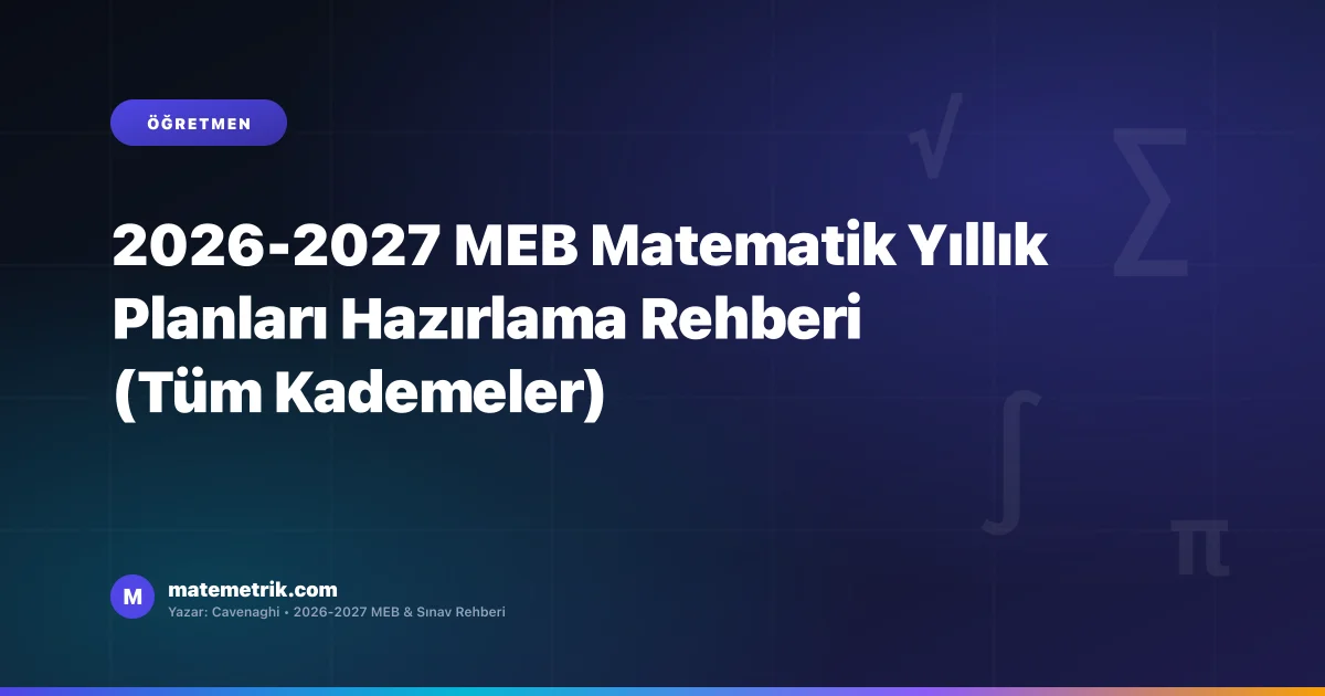 2026-2027 MEB Matematik Yıllık Planları Hazırlama Rehberi (Tüm Kademeler)