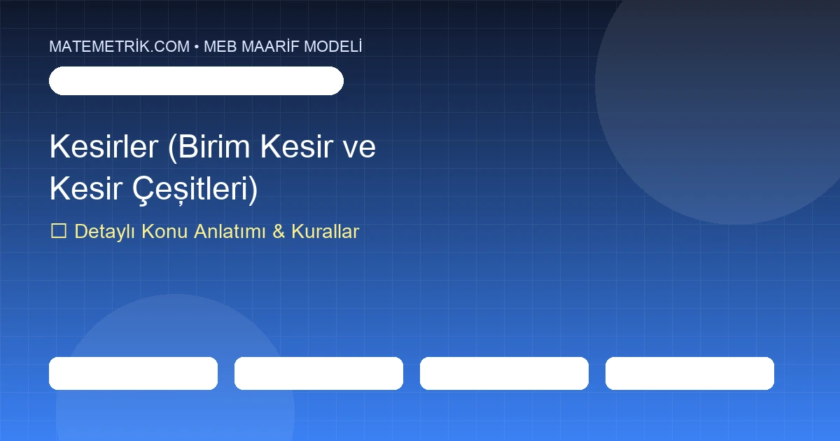 3. Sınıf Matematik Kesirler (Birim Kesir ve Kesir Çeşitleri) Konu Anlatımı, 20 Soruluk Test ve MEB Çözümleri