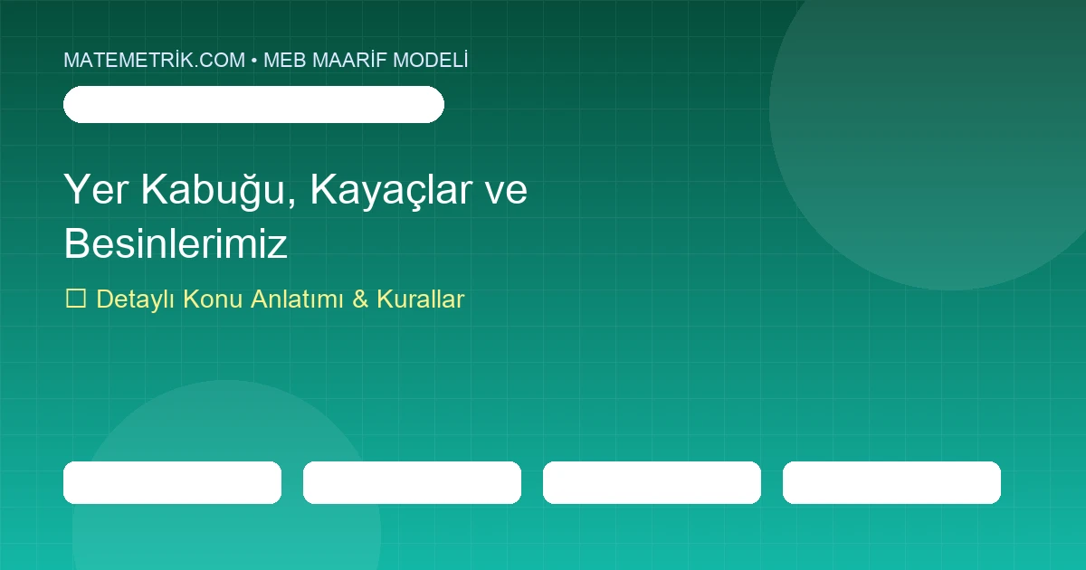 4. Sınıf Fen Bilimleri Yer Kabuğu, Kayaçlar ve Besinlerimiz Konu Anlatımı, 20 Soruluk Test ve MEB Çözümleri