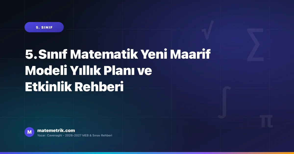 5. Sınıf Matematik Yeni Maarif Modeli Yıllık Planı ve Etkinlik Rehberi