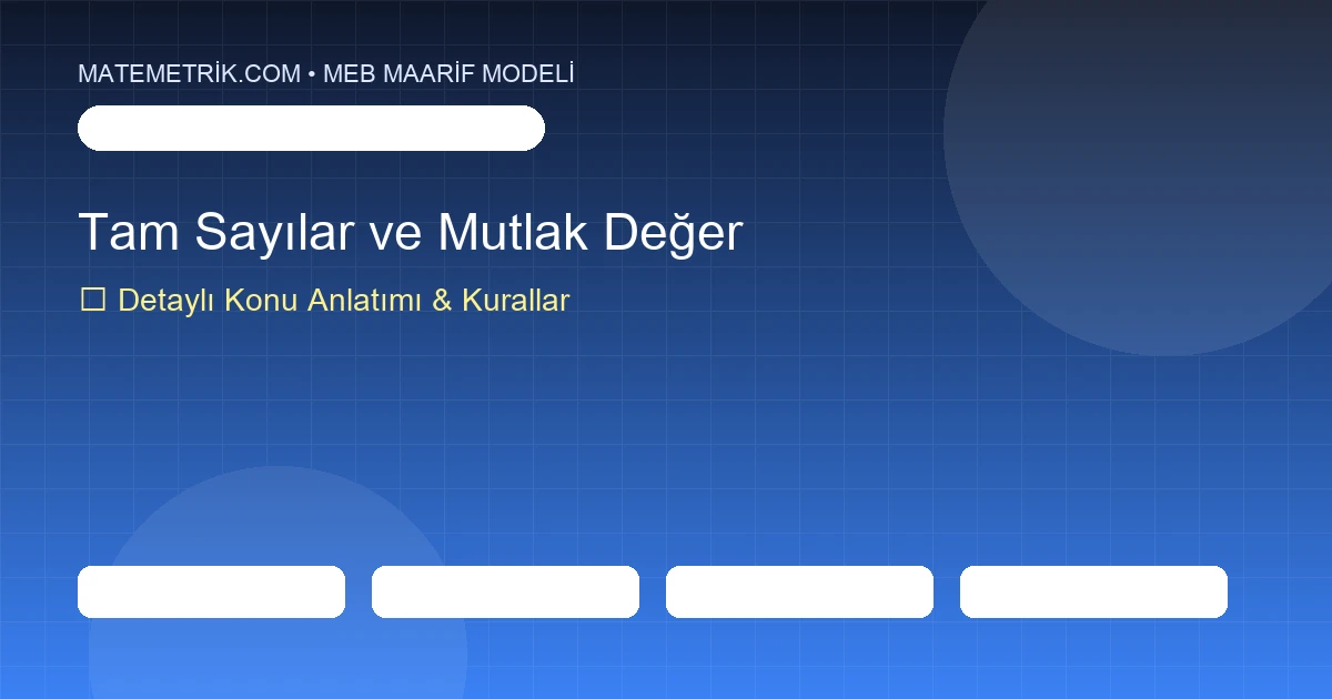 6. Sınıf Matematik Tam Sayılar ve Mutlak Değer Konu Anlatımı, 20 Soruluk Test ve MEB Çözümleri