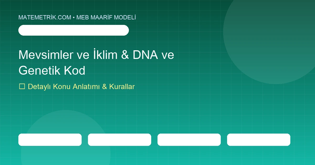 8. Sınıf Fen Bilimleri Mevsimler ve İklim & DNA ve Genetik Kod Konu Anlatımı, 20 Soruluk Test ve MEB Çözümleri