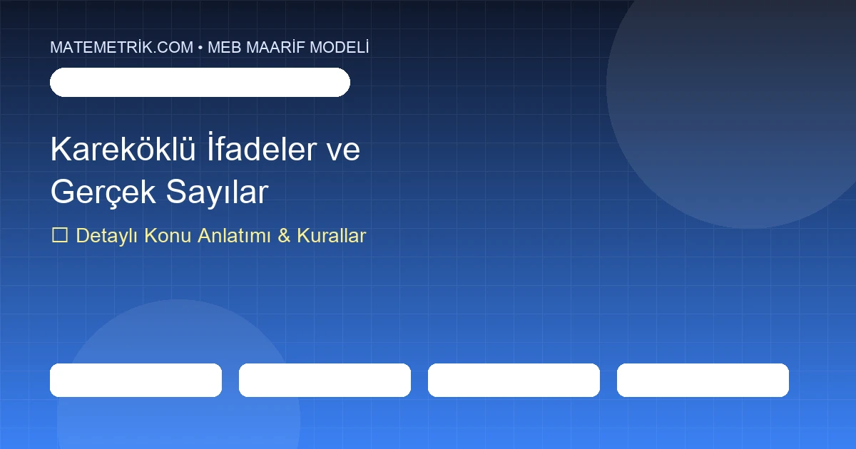 8. Sınıf Matematik Kareköklü İfadeler ve Gerçek Sayılar Konu Anlatımı, 20 Soruluk Test ve MEB Çözümleri