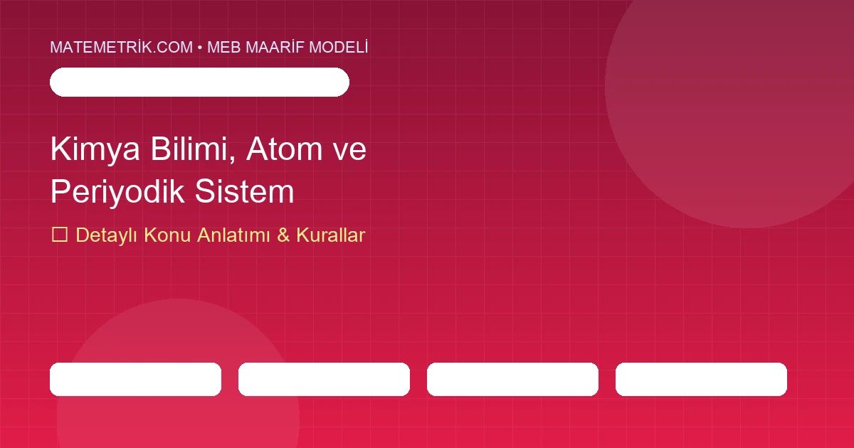 9. Sınıf Kimya Kimya Bilimi, Atom ve Periyodik Sistem Konu Anlatımı, 20 Soruluk Test ve MEB Çözümleri