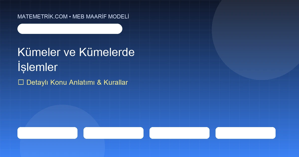 9. Sınıf Matematik Kümeler ve Kümelerde İşlemler Konu Anlatımı, 20 Soruluk Test ve MEB Çözümleri