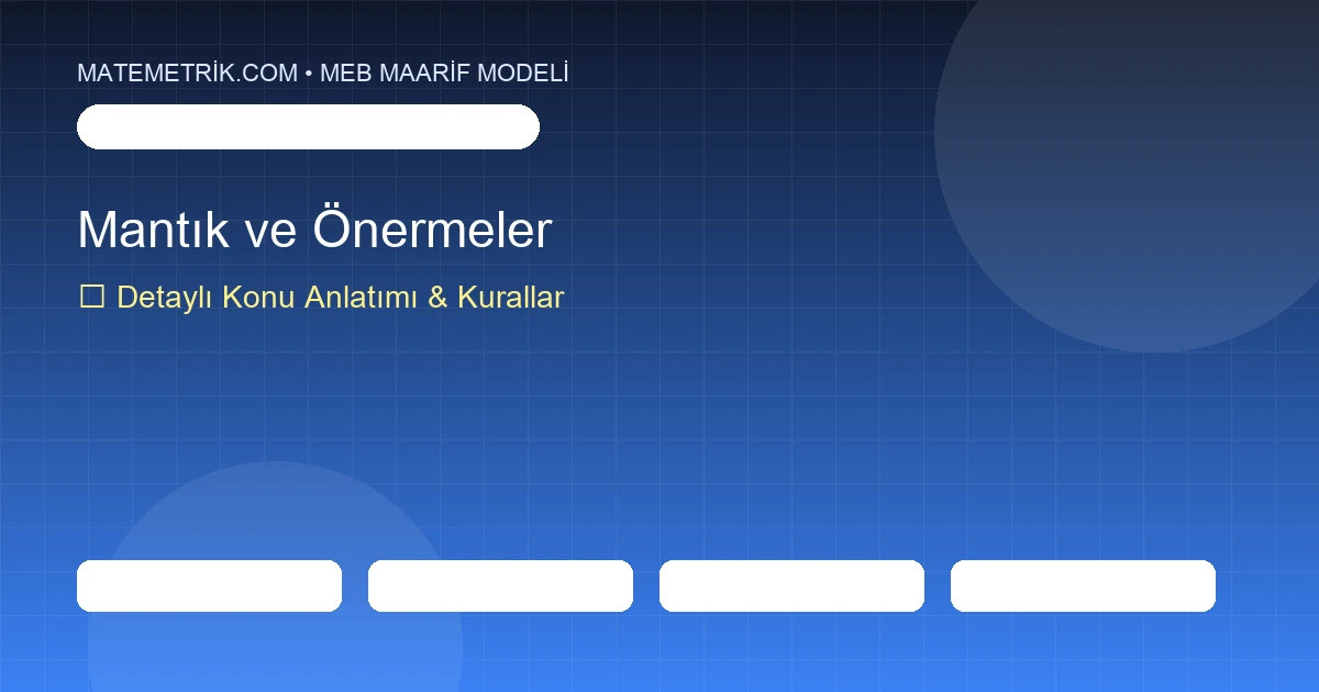 9. Sınıf Matematik Mantık ve Önermeler Konu Anlatımı, 20 Soruluk Test ve MEB Çözümleri