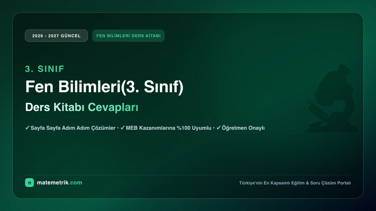 2026-2027 MEB Fen Bilimleri Ders Kitabı Cevapları (3. Sınıf)